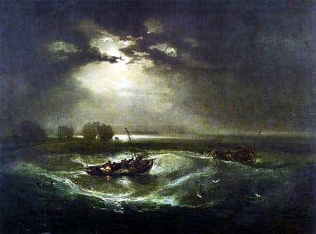 Fishermen at Sea exhibited in 1796 was the first oil painting exhibited by Turner at the Royal Academy 