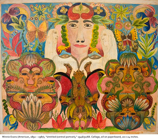 Minnie Evans's untitled painting on paperboard (1968)