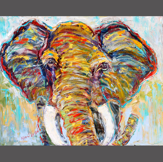 Original-oil-painting-African-Elephant-palette-knife-painting-animal-wildlife-impressionism-by-Karen-Tarlton-eBay-011i
